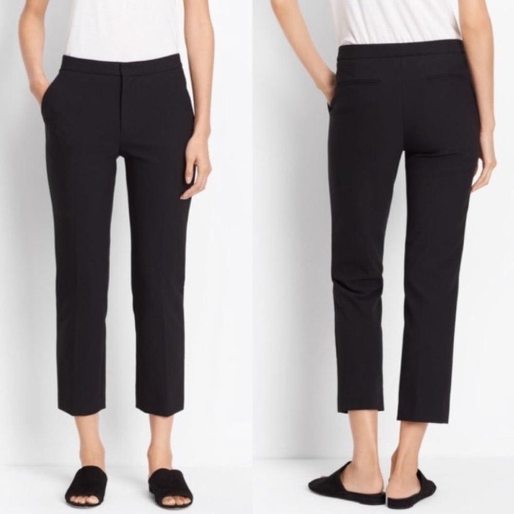 VINCE Stovepipe Cropped Straight Black Trousers Work Pants Size 8 NWOT